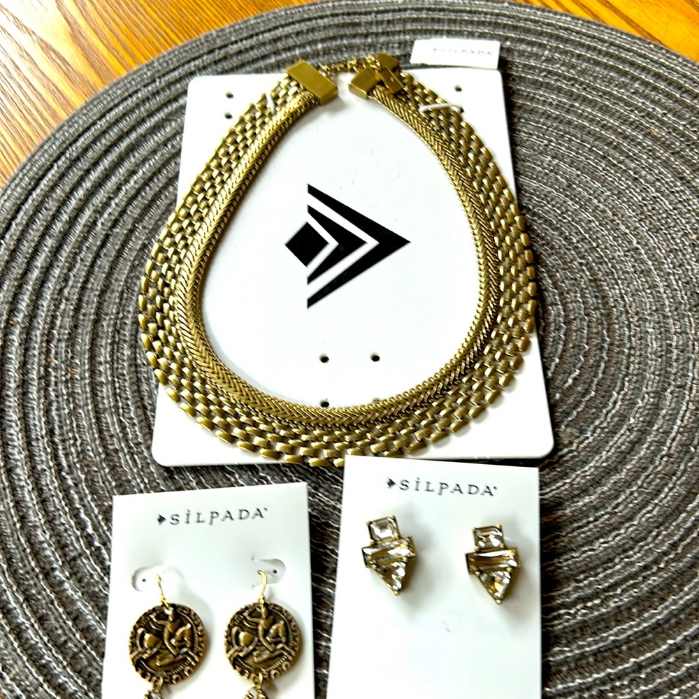 Silpada brass necklace & earrings